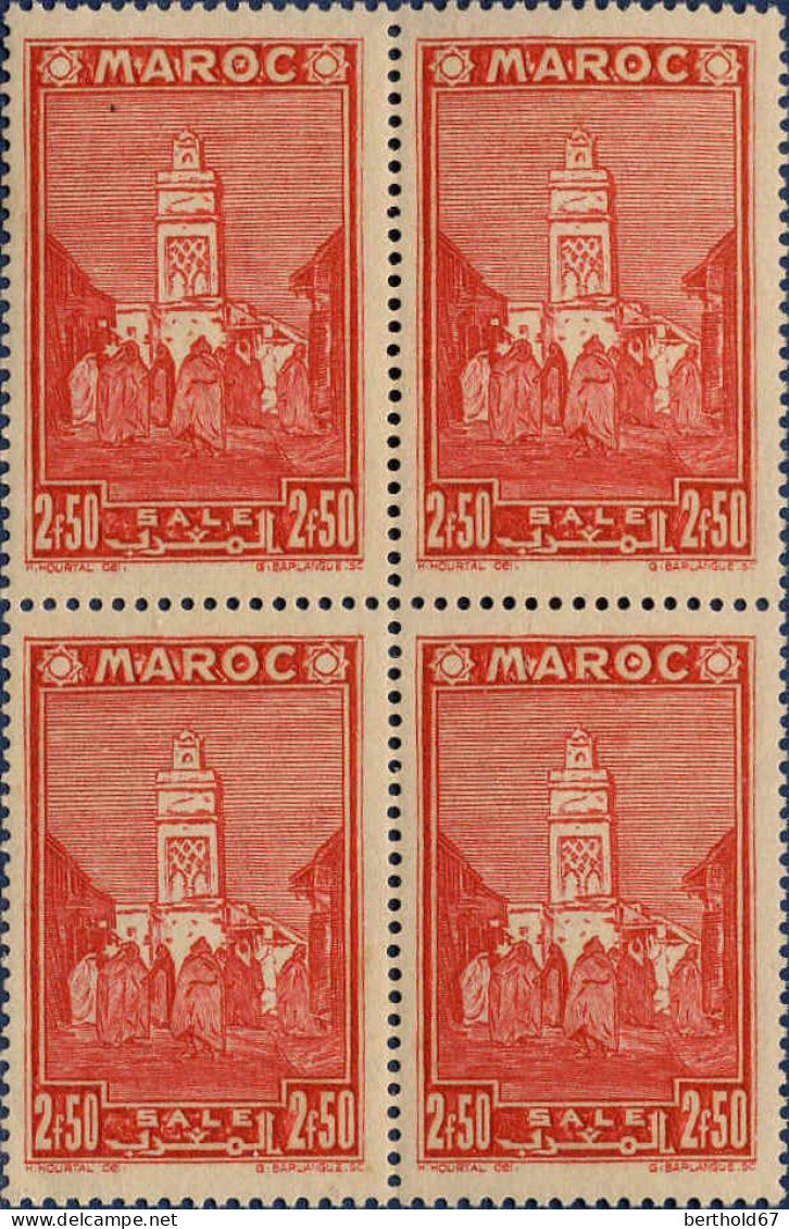 Maroc (Prot.Fr) Poste N** Yv:191 Mi:167 Salé Mosquée Bloc De 4 - Neufs