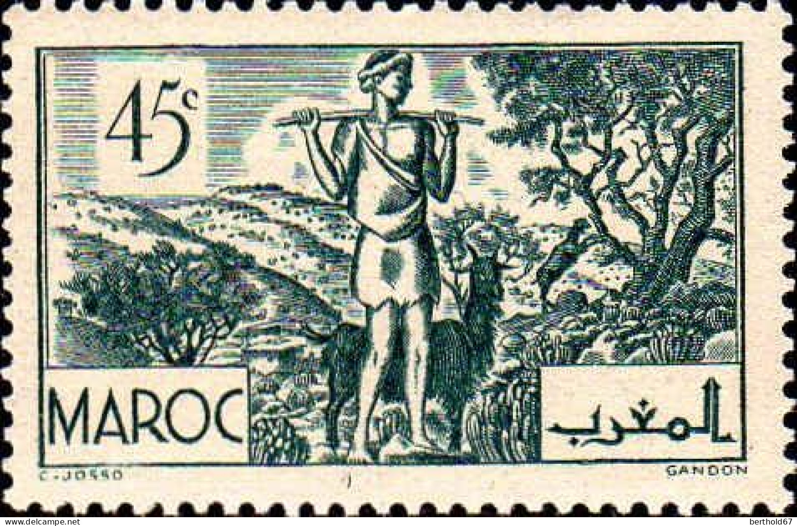 Maroc (Prot.Fr) Poste N** Yv:172 Mi:148 Berger Sous Arganiers - Unused Stamps