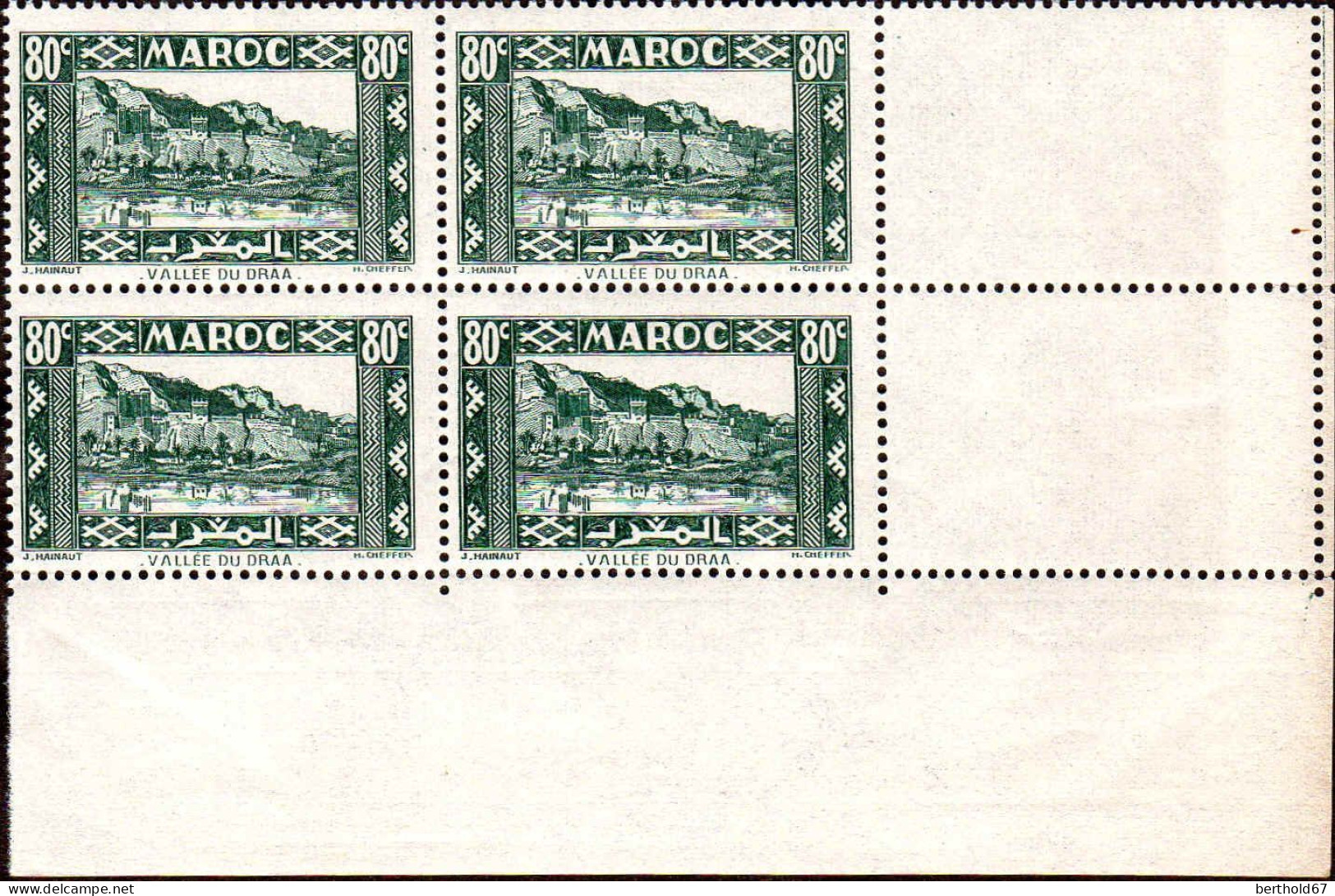 Maroc (Prot.Fr) Poste N** Yv:180 Mi:156 Vallée Du Draa Coin D.feuille X4 - Neufs