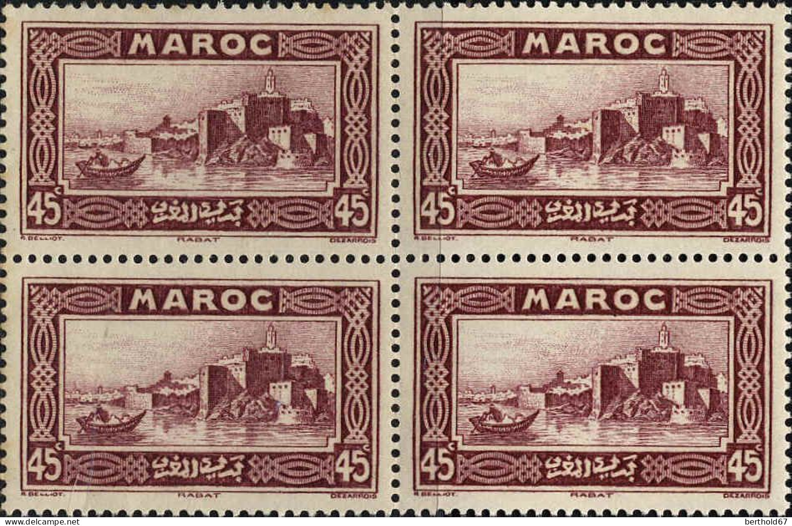 Maroc (Prot.Fr) Poste N** Yv:138 Mi:103 Rabat Kasbah Des Oudaïas Bloc De 4 - Nuevos