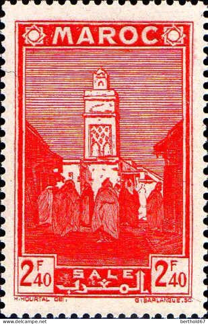 Maroc (Prot.Fr) Poste N* Yv:190 Mi:166 Salé Mosquée (points De Rouille) - Unused Stamps