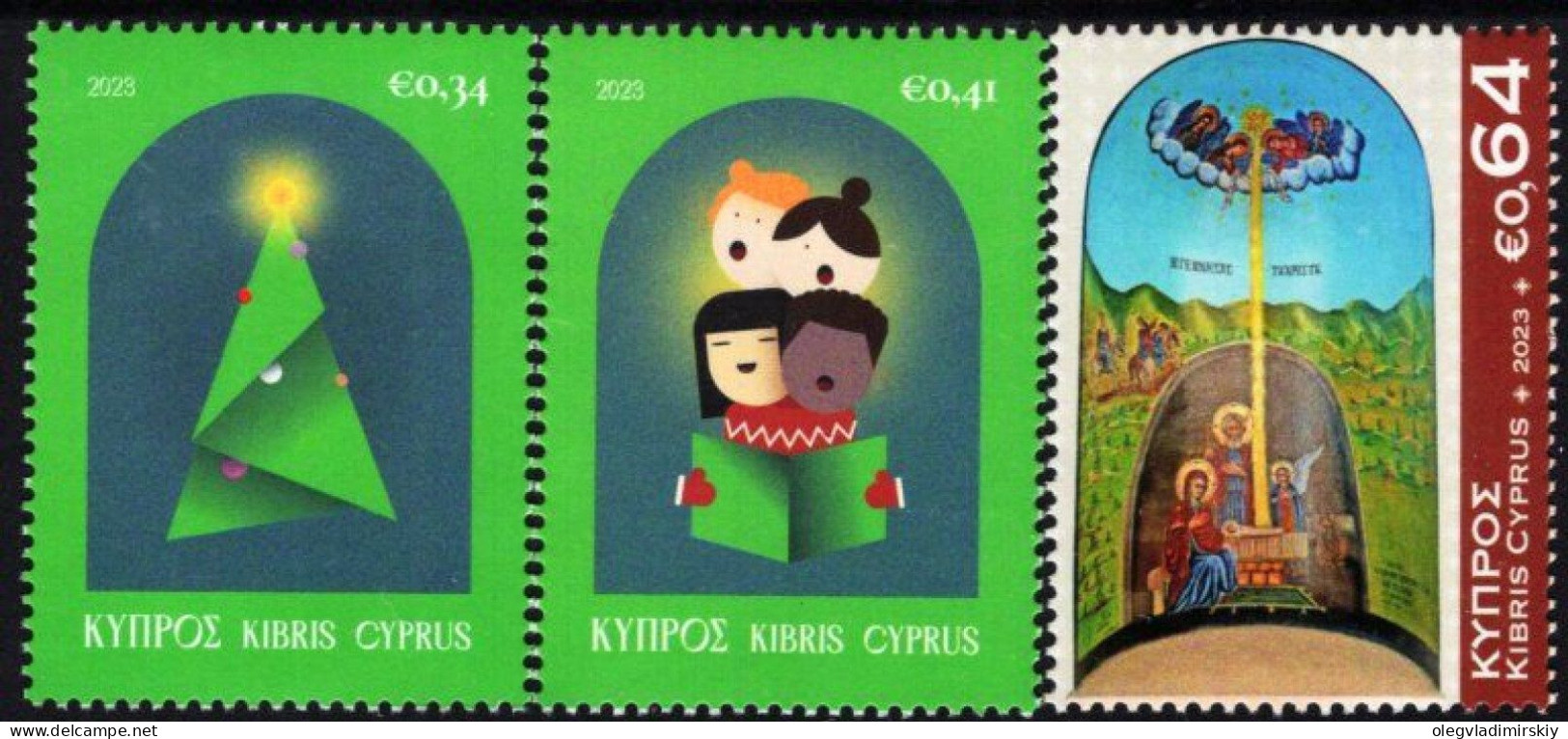 Cyprus 2023 Merry Christmas And Happy New Year Set Of 3 Stamps MNH - Natale