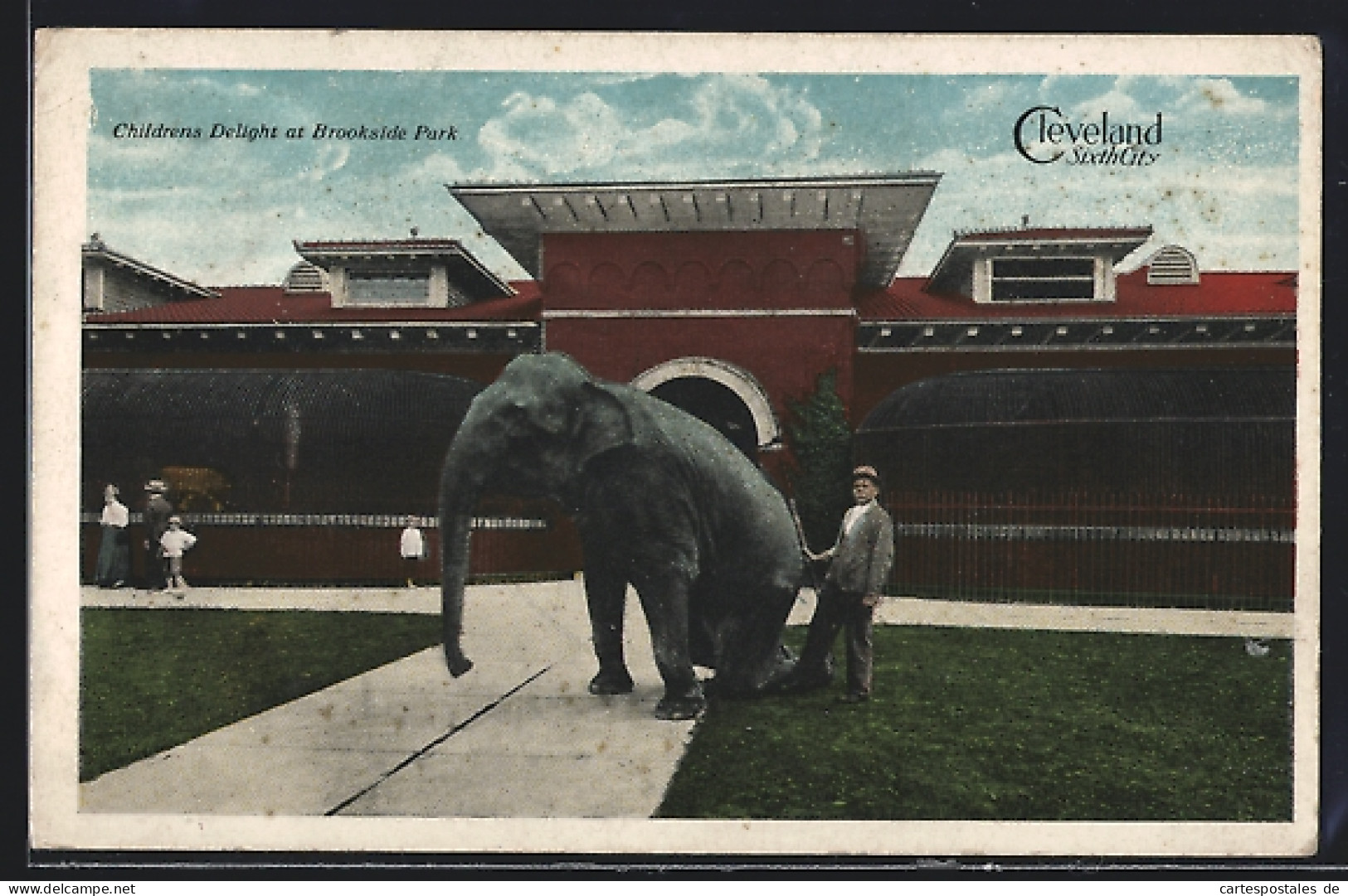 AK Cleveland, Brookside Park, Elefant Mit Wärter  - Éléphants