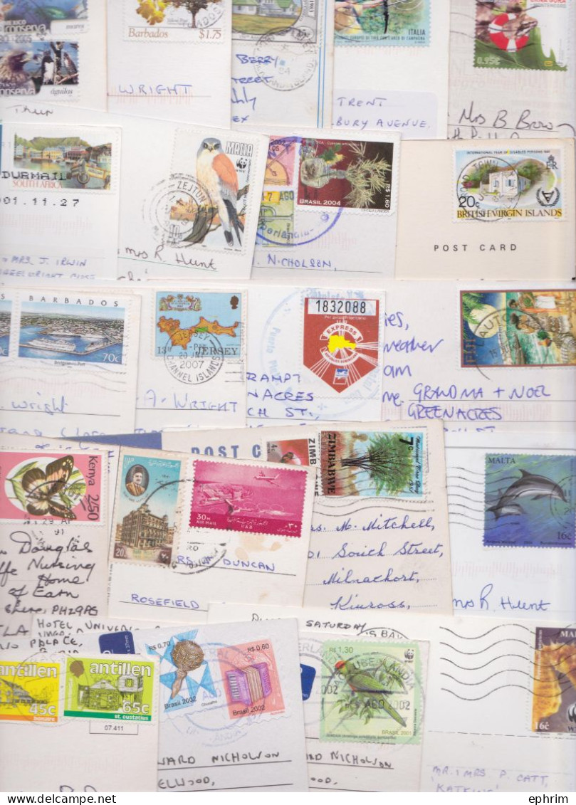 DIVERS MONDE BEAU LOT VARIÉ DE 257 CARTES POSTALES AFFRANCHISSEMENT TIMBRE WORLD STAMPED PICTURE POSTCARDS PPC'S STAMPS