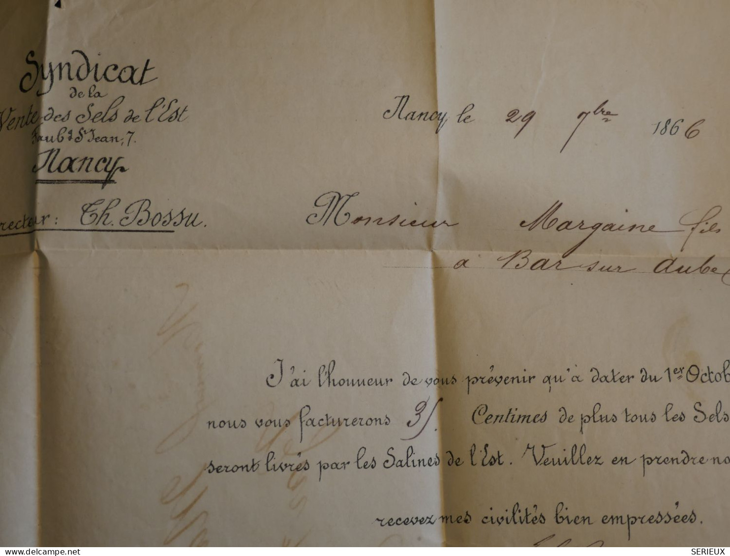 DO18 FRANCE  LETTRE  1866  GARE DE NANCY A BAR     + N°22   ++ AFF. INTERESSANT+++ - 1849-1876: Période Classique