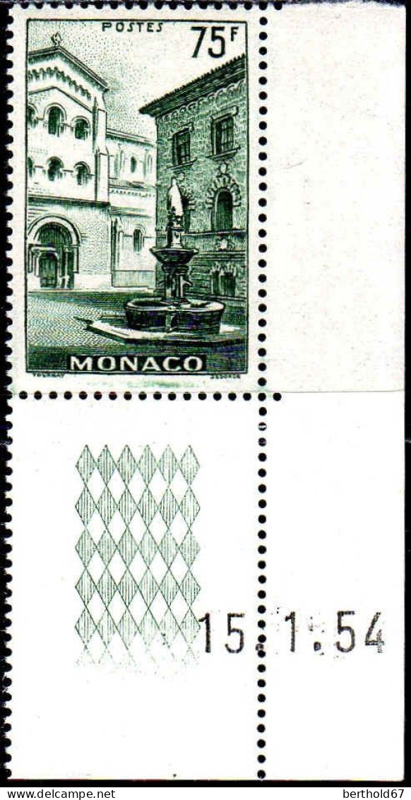 Monaco Poste N** Yv: 398 Mi:491 Place St-Nicolas Coin D.feuille Daté 15.1.54 - Nuevos