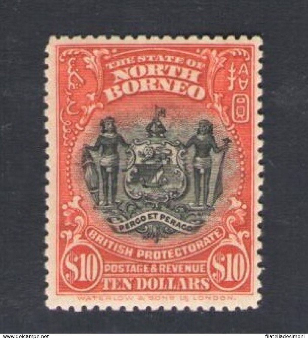 1911 North Borneo, Stanley Gibbons N. 183 - 10 $ Black And Brick-red - MLH* - Other & Unclassified