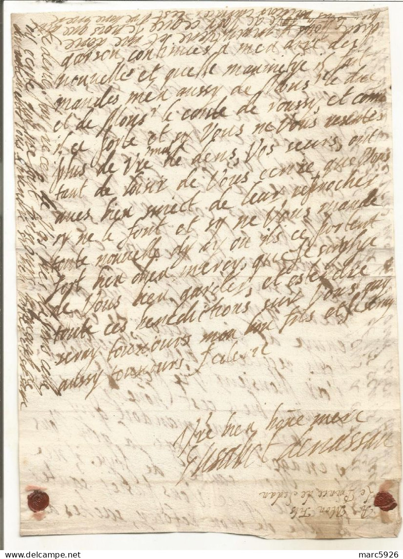 N°2046 ANCIENNE LETTRE DE ELISABETH DE NASSAU AU PRINCE DE SEDAN AVEC CACHET DE CIRE ET RUBAN DATE 1625 - Documenti Storici