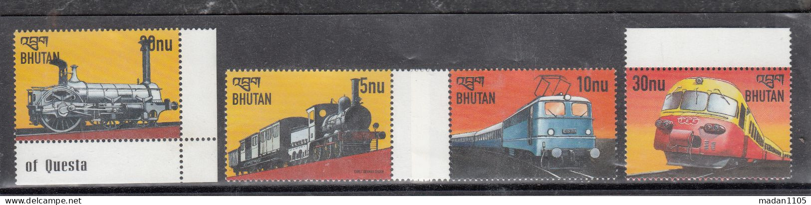 BHUTAN, 1999, TRAINS Of The WORLD,Set 4 V, MNH, (**) - Bhutan