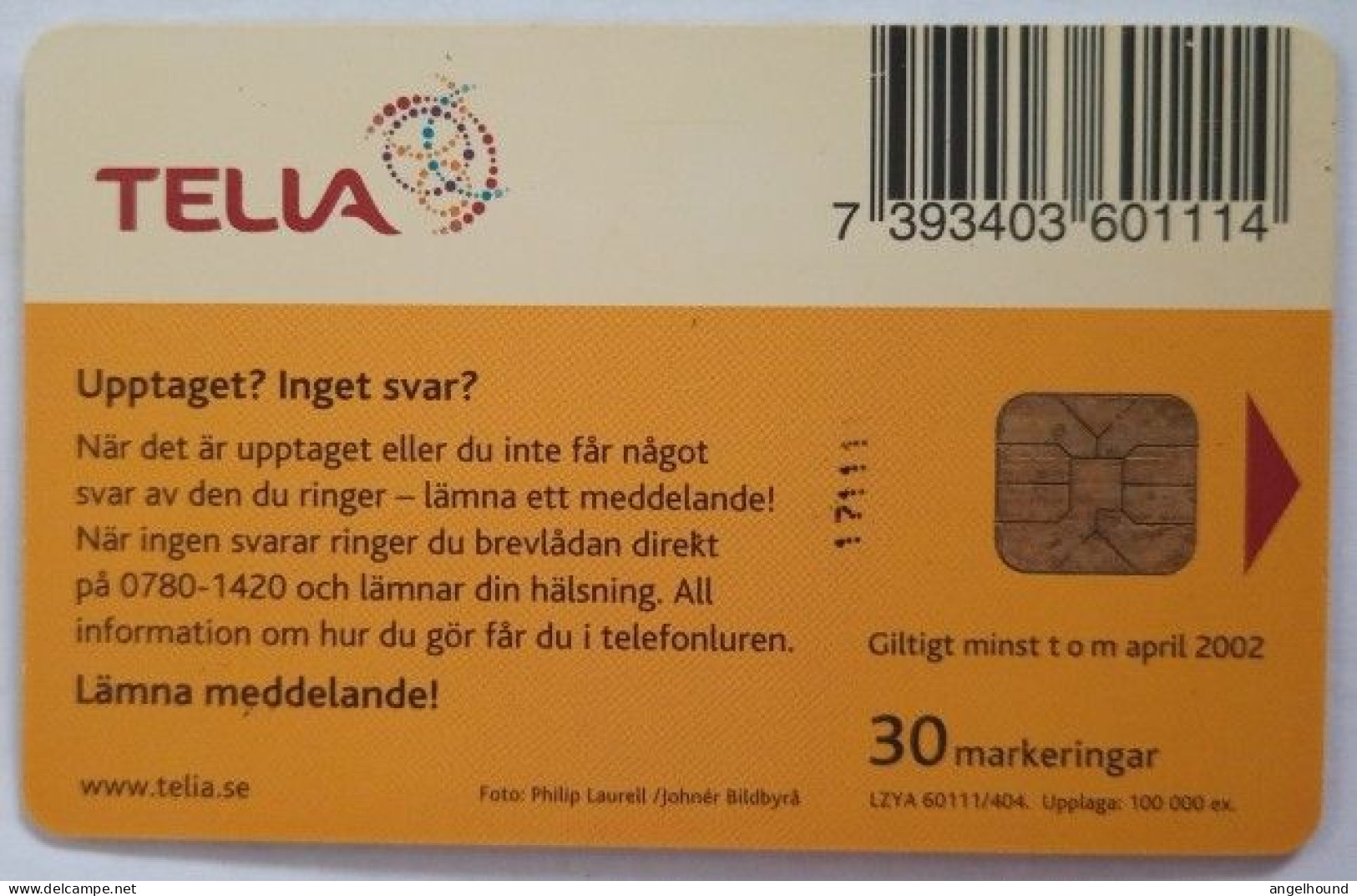 Sweden 30Mk. Chip Card - Girl In Snowfall - Schweden