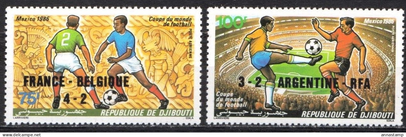 Djibouti MNH Overprinted Pair - 1986 – Mexiko