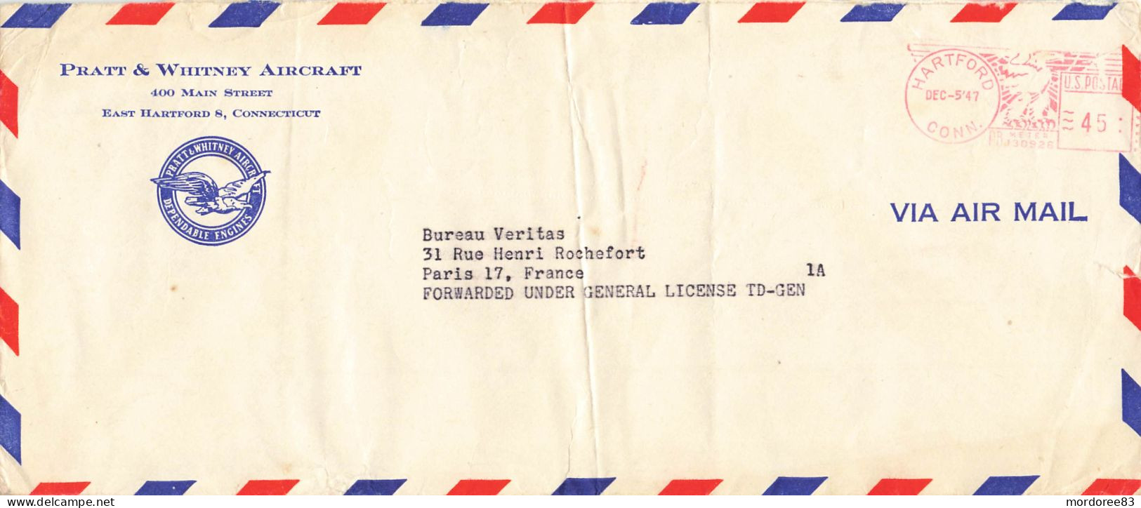 PRATT&WHITNEY ENGINES HARTFORD 1947 FROM VERITAS PARIS - Other & Unclassified