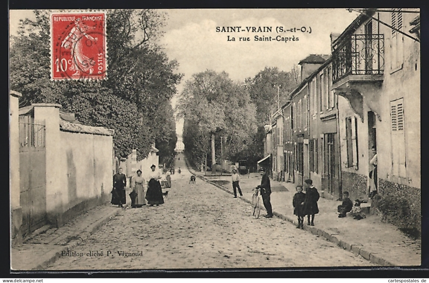 CPA Saint-Vrain, La Rue Saint-Caprès  - Saint Vrain