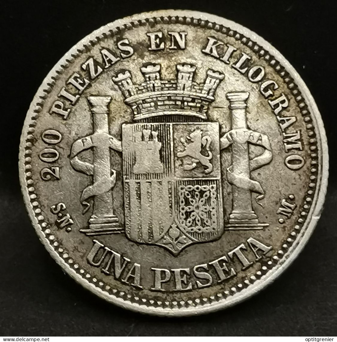 1 PESETA ARGENT 1869 Gouvernement Provisoire ESPAGNE / SPAIN SILVER - Eerste Muntslagen