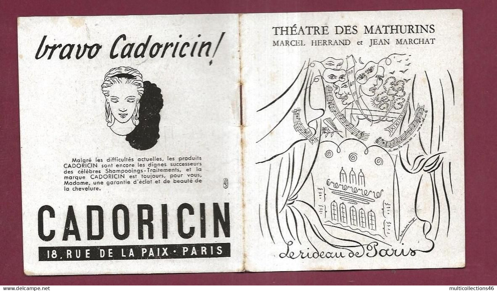 150524A - PROGRAMME THEATRE MATHURINS - FEDERIGO CASARES BLANCARD SALINA MARBAUX - CHAMPAGNE CARON - Programs