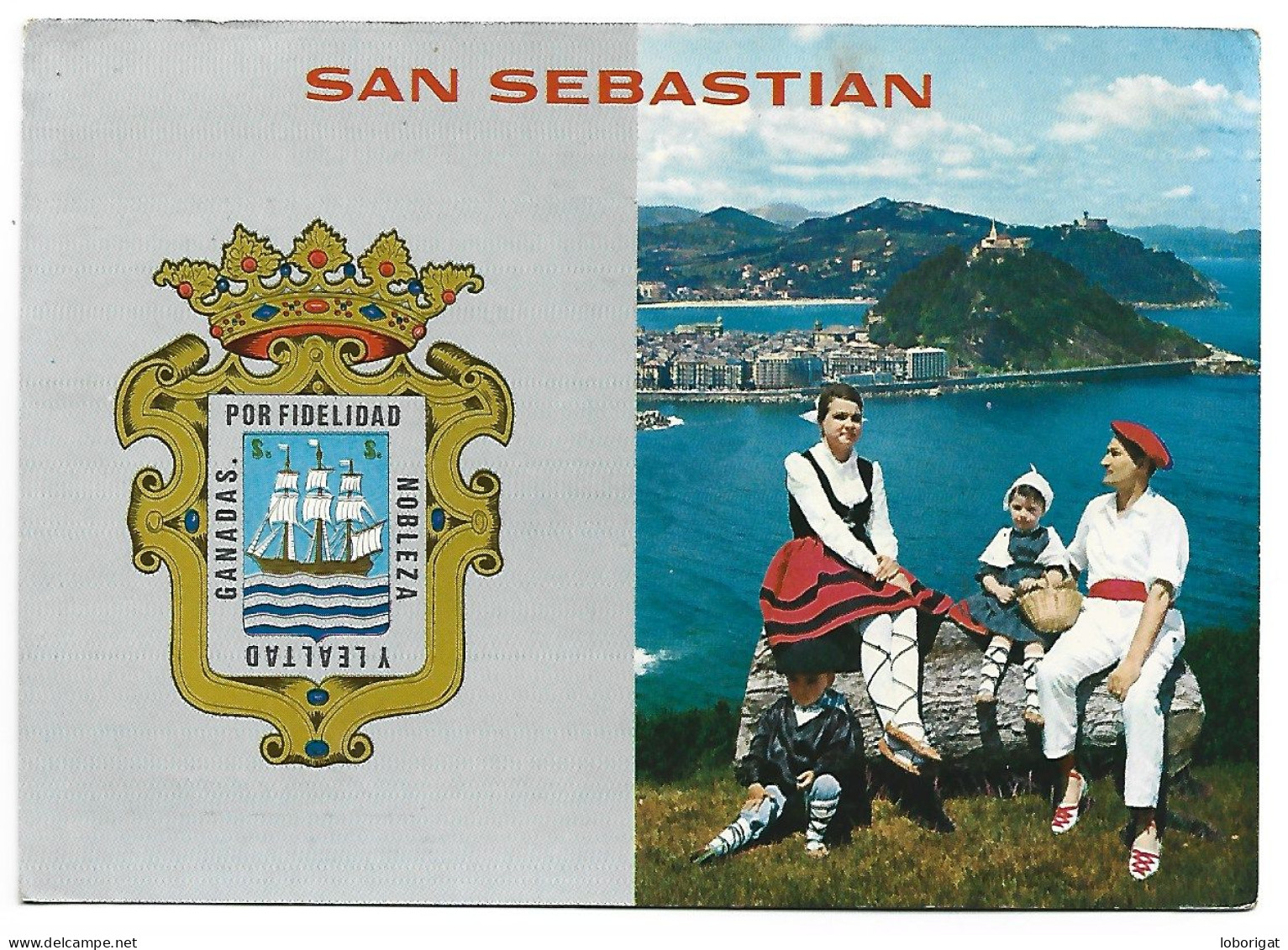 VISTA DESDE EL MONTE ULIA Y ESCUDO DE LA CIUDAD / VIEW FROM MOUNT ULIA AND TOWN'S SHIELD.-  SAN SEBASTIAN - ( DONOSTIA ) - Guipúzcoa (San Sebastián)