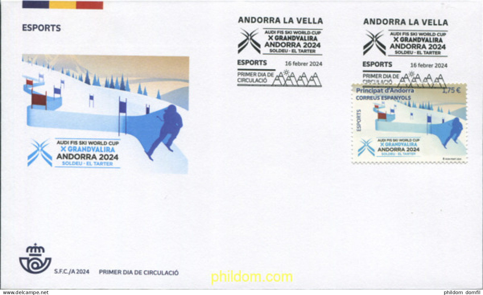 730922 MNH ANDORRA. Admón Española 2024 COPA DEL MUNDO DE ESQUÍ ALPINO AUDI FIS - Neufs