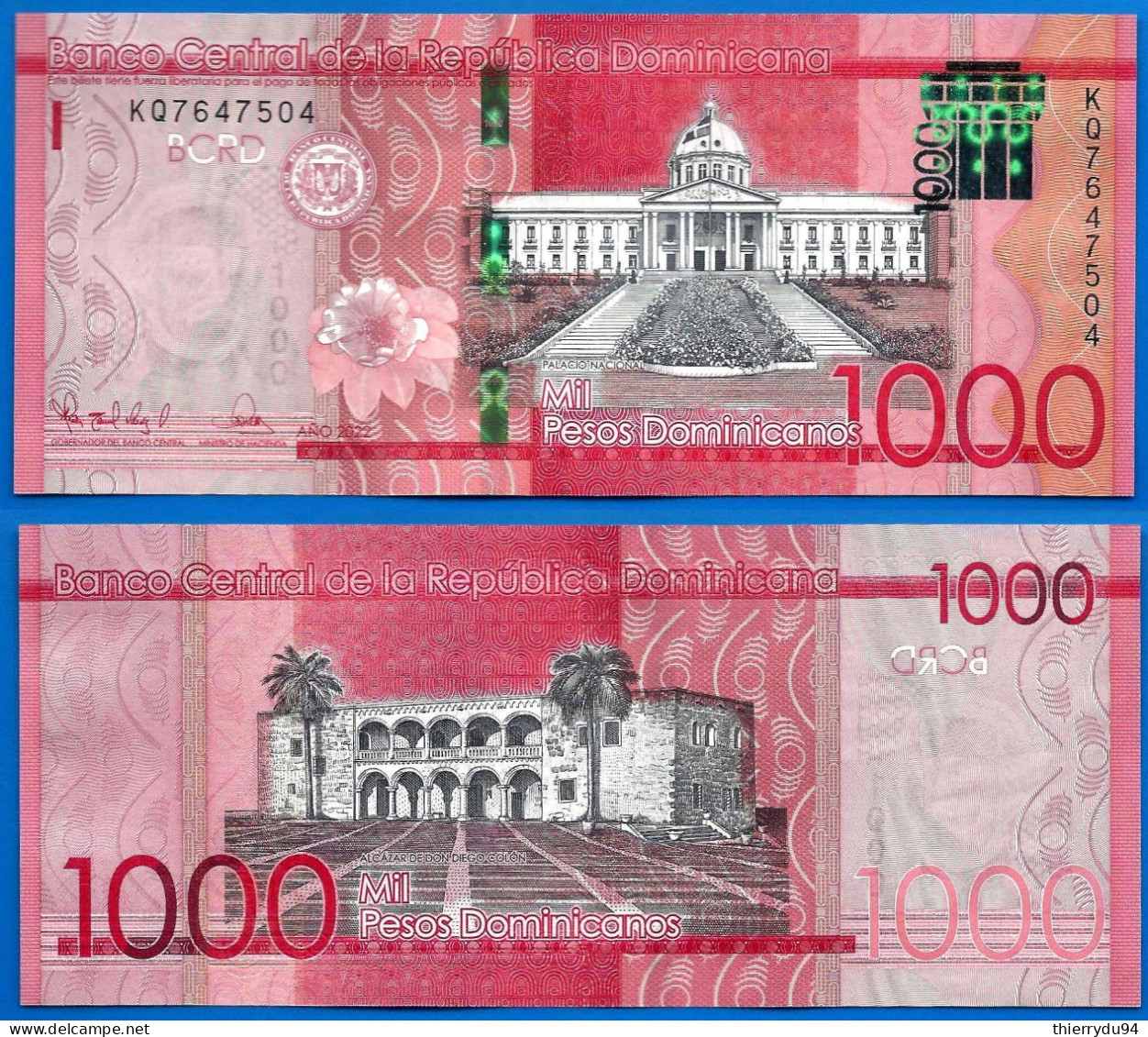 Republique Dominicaine 1000 Pesos Dominicain 2022 Neuf UNC Palace Of Dominican Republic Paypal Bitcoin OK - Dominicaine