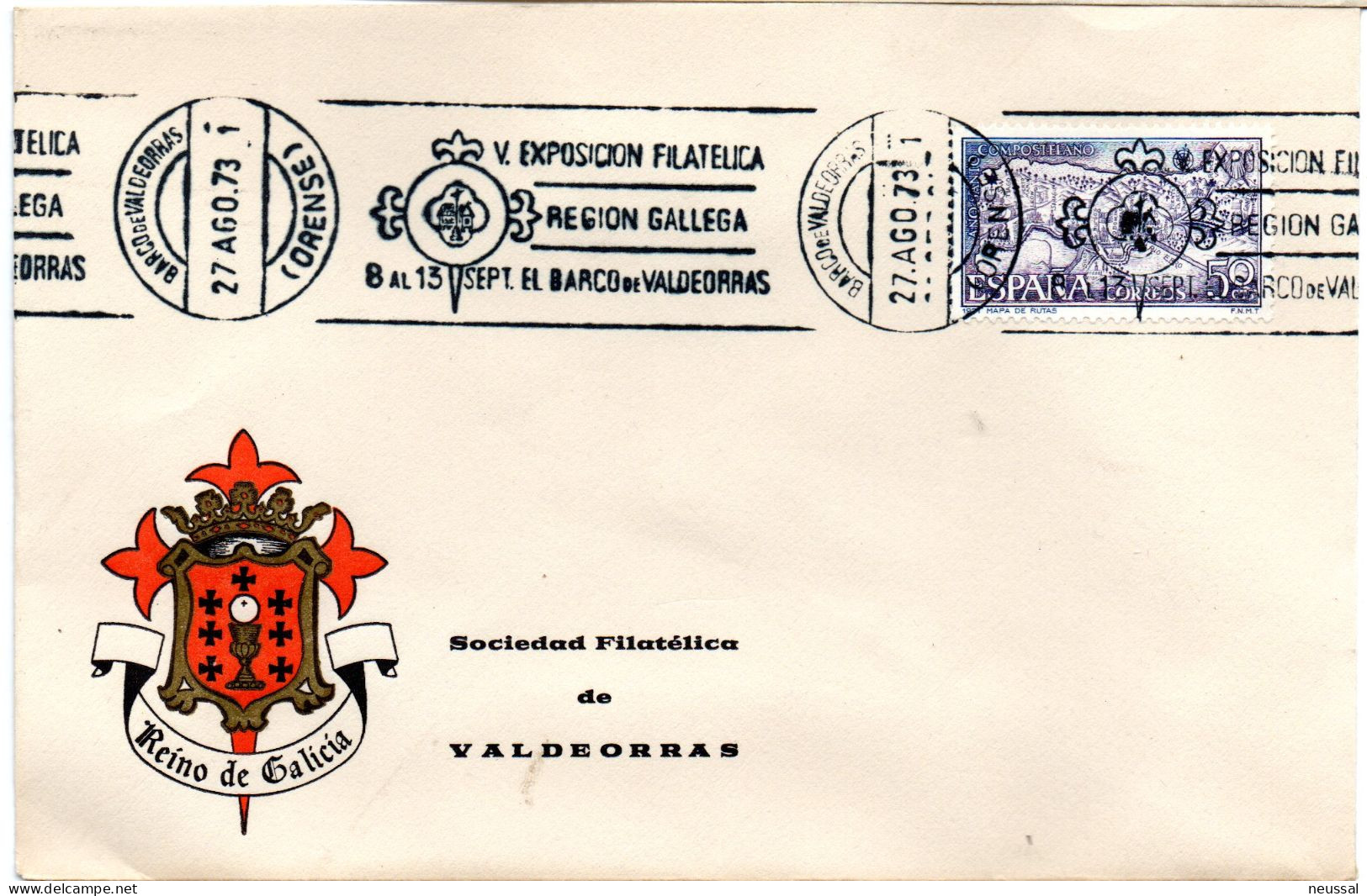 Carta Con Matasellos Commemorativo De Region Gallega Barco De Valdeorras 1973 - Lettres & Documents