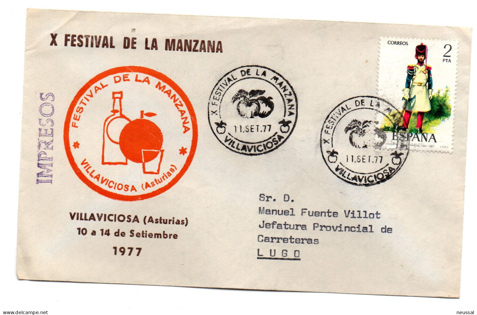 Carta  Con Matasellos Commemorativo De Festival De La Manzana Villaviciosa - Lettres & Documents