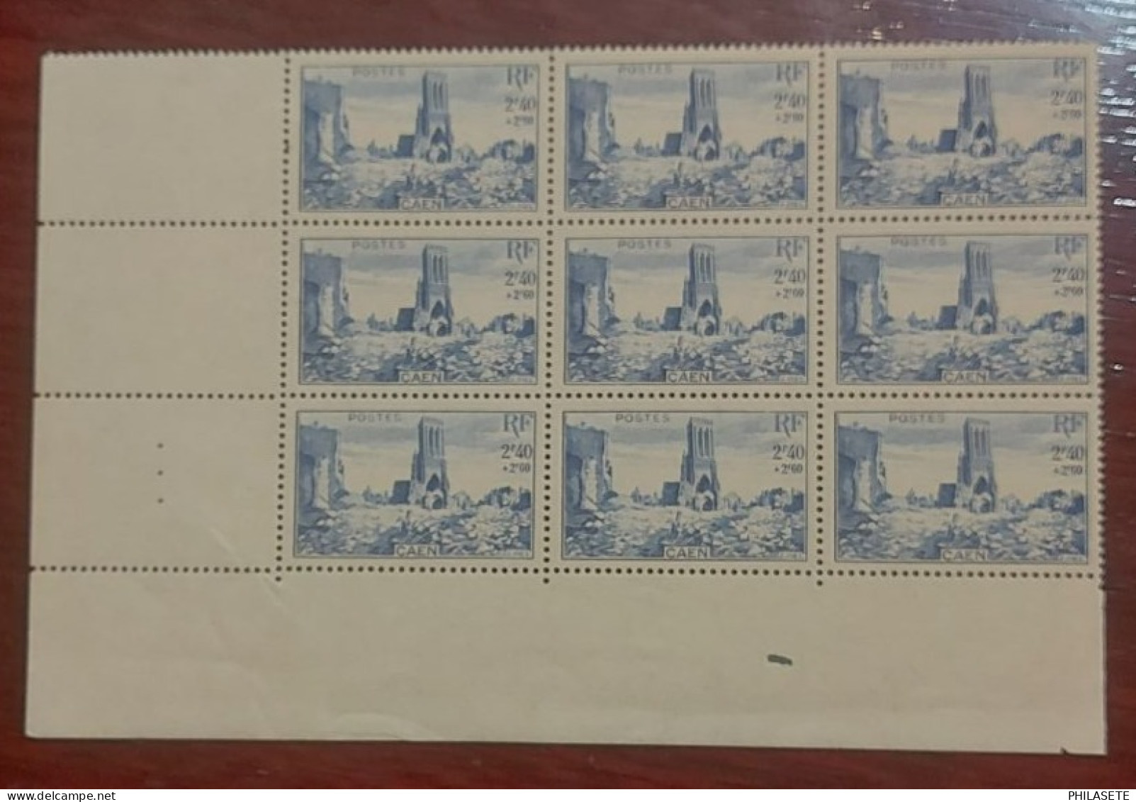 France 1947 Bloc De 9 Timbres Neuf** N° YT 746 Caen - Neufs