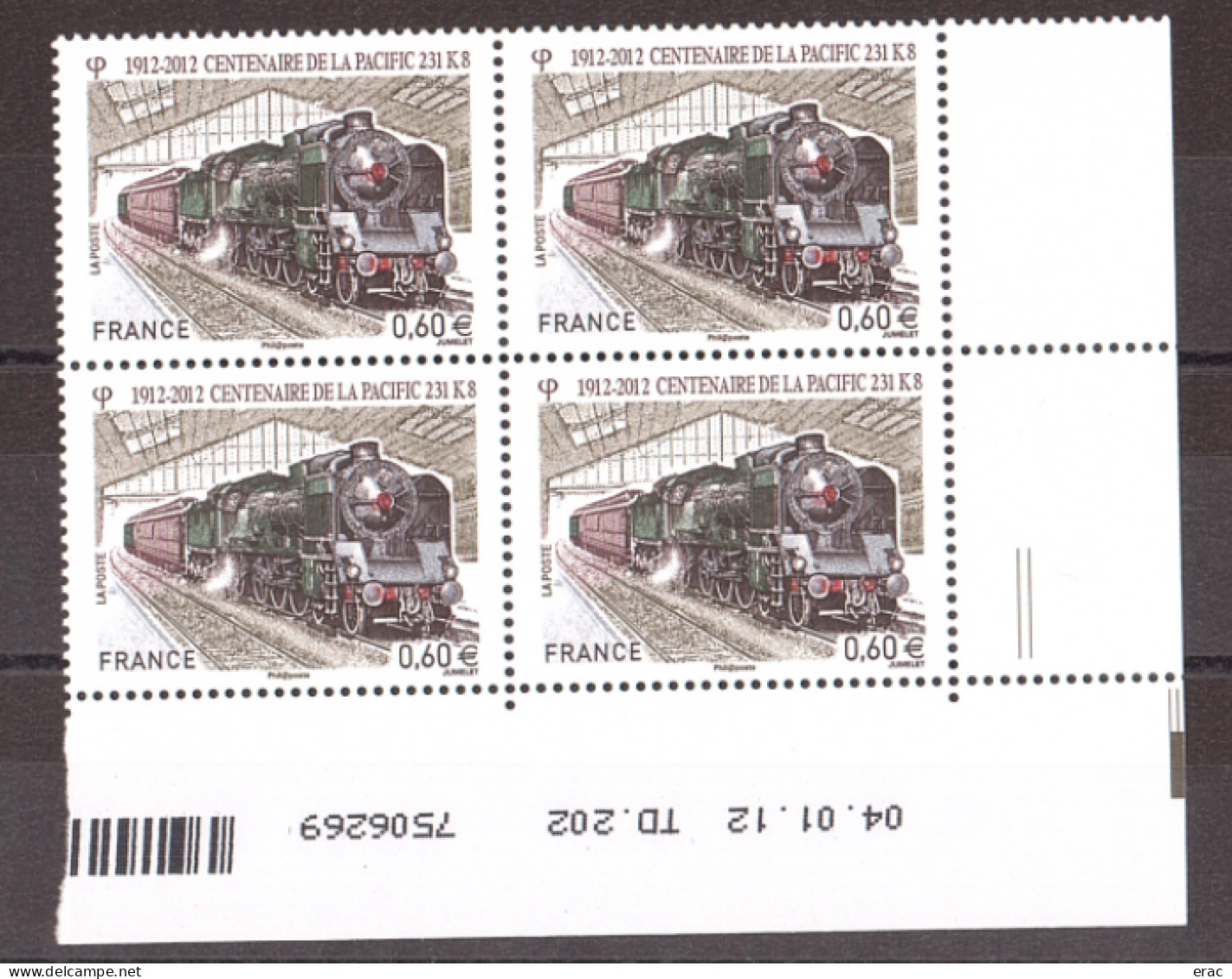 France - Coin Daté 04.01.12 Du N° 4655 - Neuf ** - Train - Centenaire D La Pacific 231K8 - 2010-2019