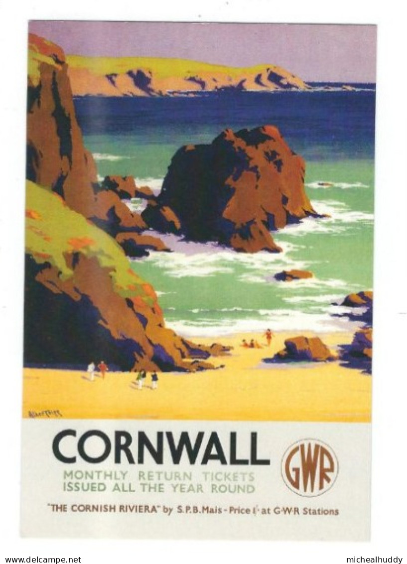 RAIL POSTER UK ON POSTCARD G.W.R. CORNWALL CARD NO  RAIL 012 - Matériel