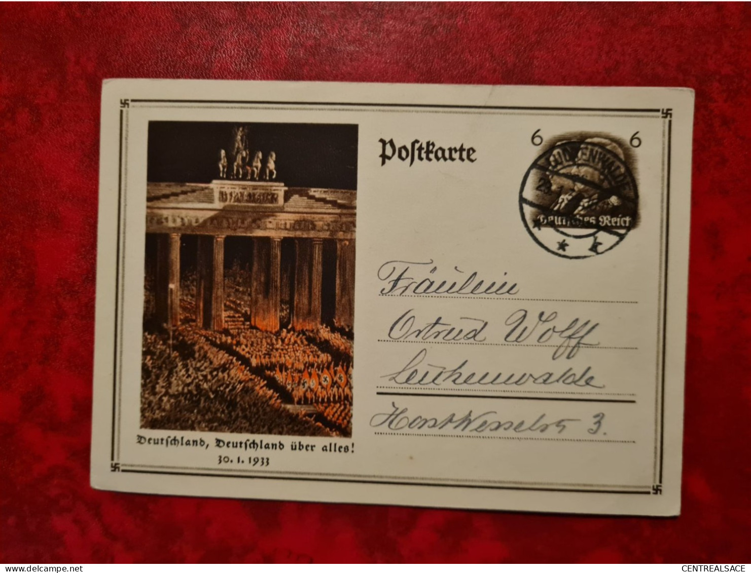 Lettre Allemagne 1934 CARTE ENTIER LUDKENWALDE LUKENWALD DEUTSCHLAND UBER ALLES - Autres & Non Classés