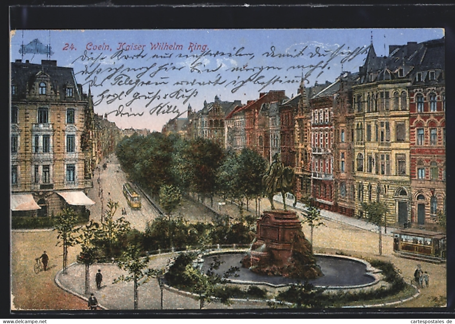 AK Köln-Neustadt, Kaiser Wilhelm Ring Mit Brunnen Und Strassenbahn  - Strassenbahnen