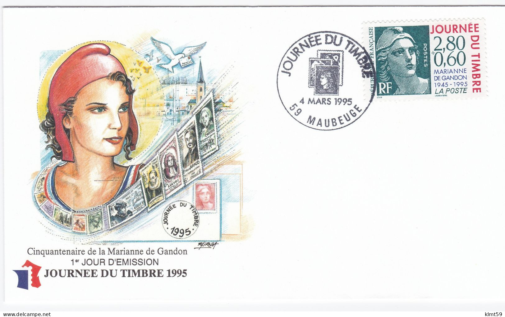 Enveloppe Premier Jour Journée Du Timbre 1995 Maubeuge - 1990-1999
