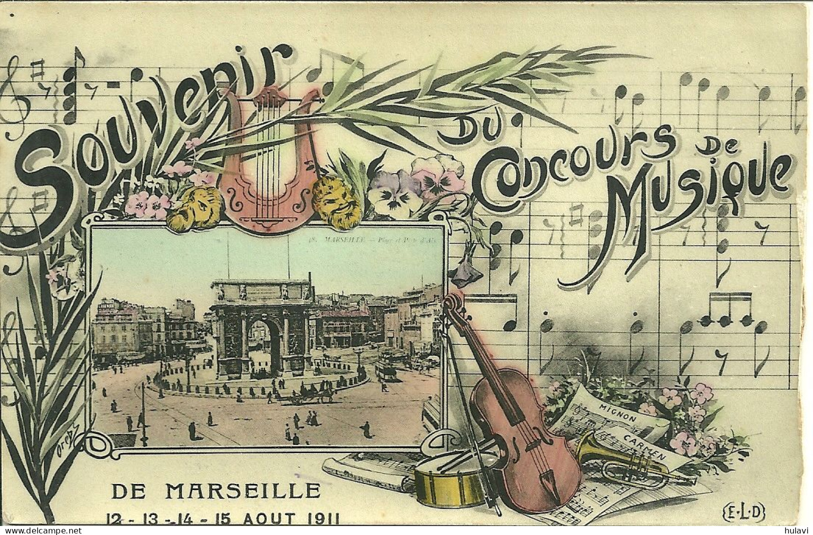 13  MARSEILLE - SOUVENIR DU CONCOURS DE MUSIQUE AOUT 1911 (ref 8056) - Non Classés