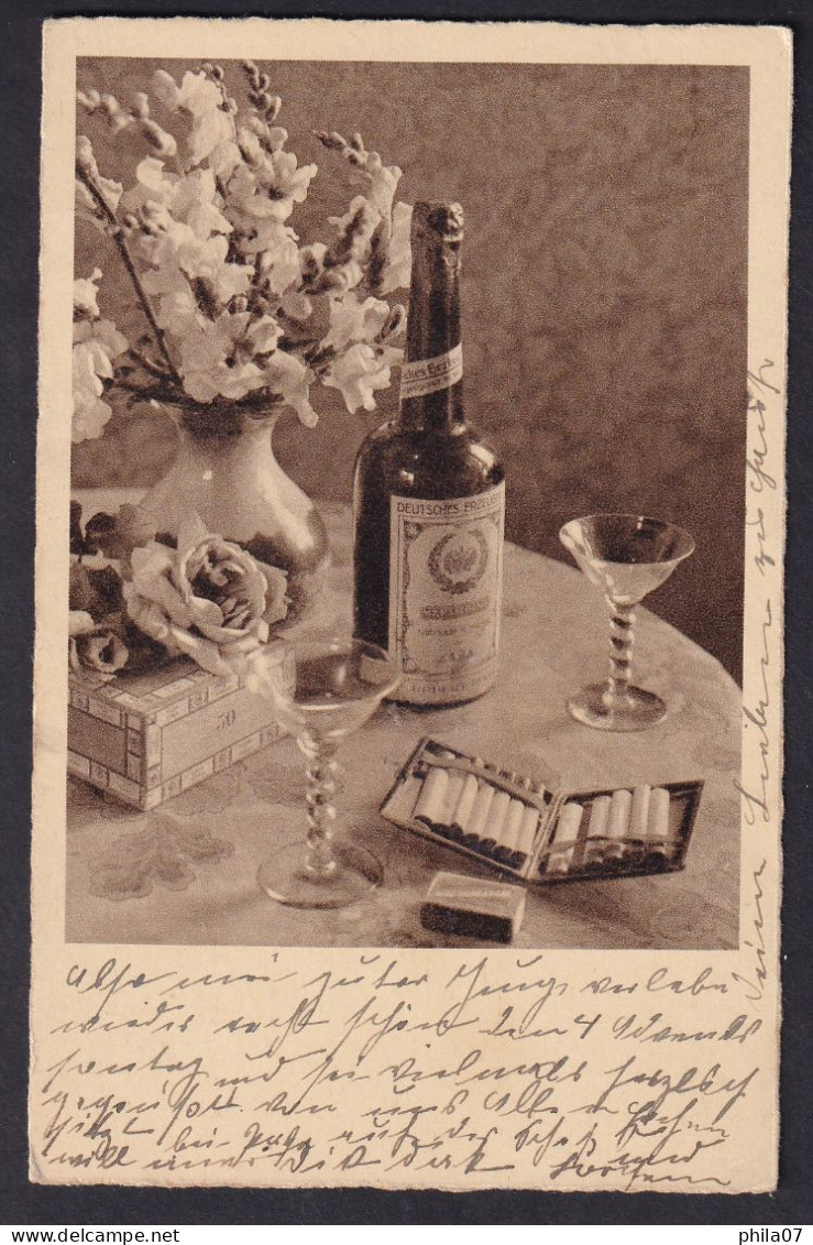 Image Of Glasses, Drink And Cigarettes / Postcard Circulated, 2 Scans - Autres & Non Classés