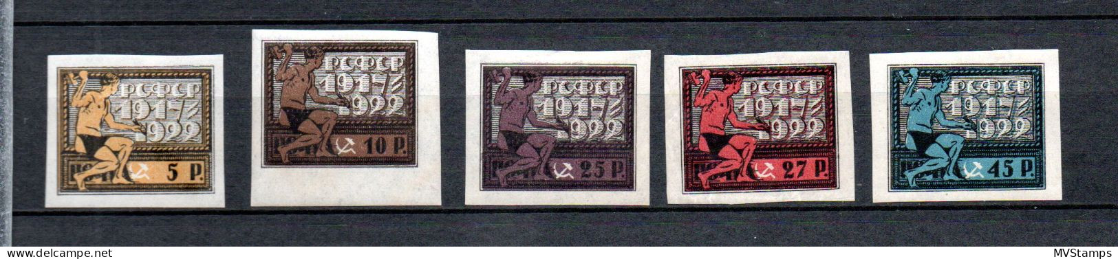 Russia 1922 Old Set October-Revolution Stamps (Michel 195/99) Nice MLH - Neufs