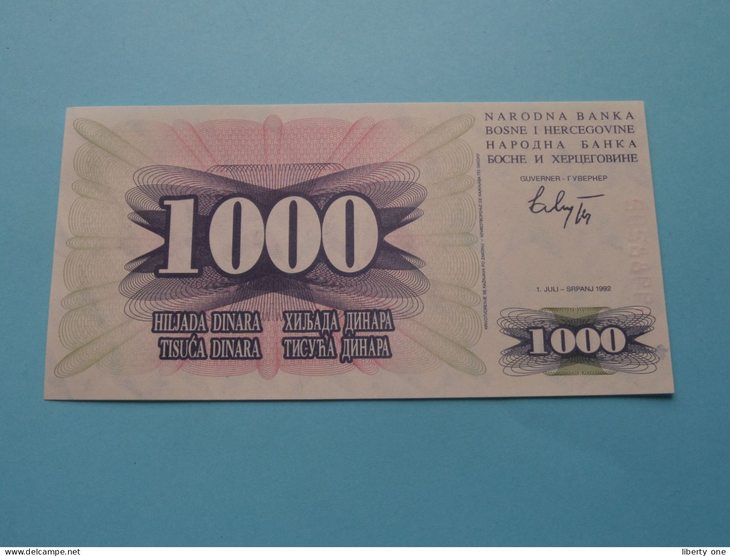 1000 Dinara - 1992 ( For Grade, Please See Photo ) UNC ! - Bosnie-Herzegovine