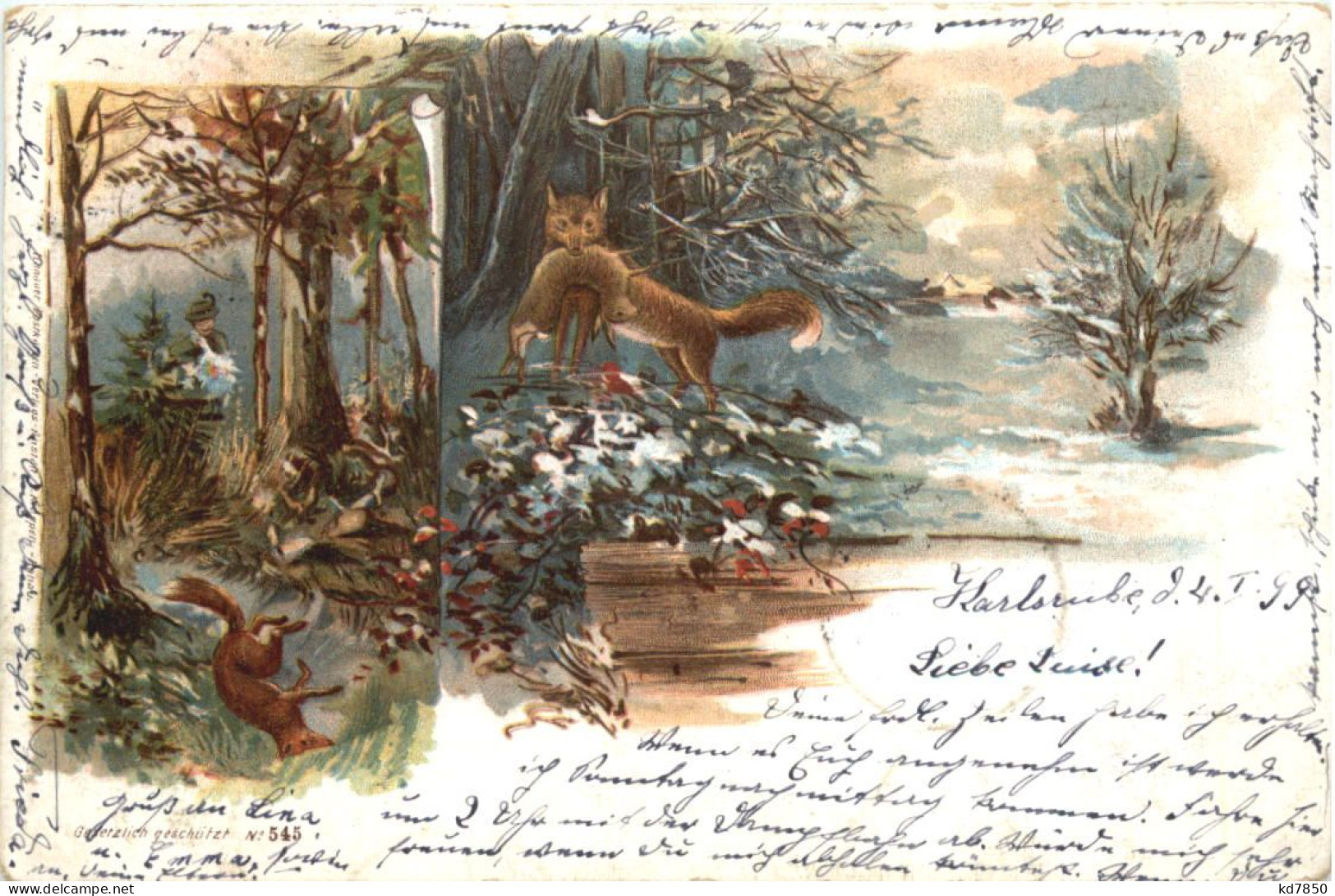 Fuchs Jagd - Litho - Chasse