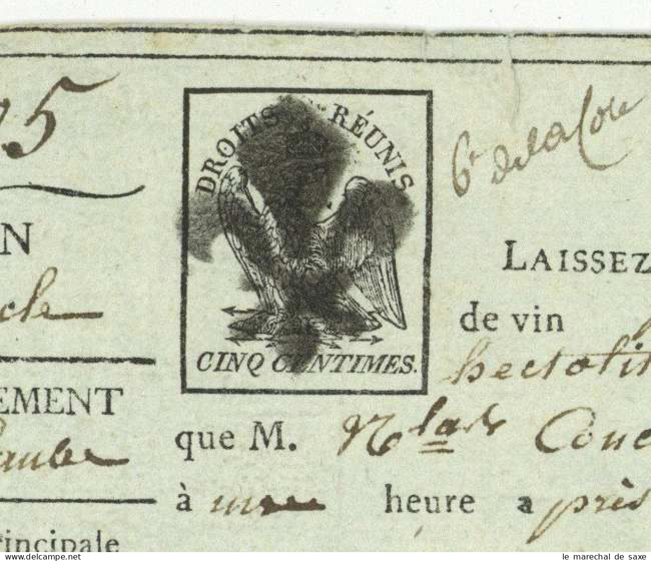 Celles-sur-Ource Bar Sur Seine 1817 Fleur De Lis Congé Du Registre No. 7 Vin Rouge Troyes - Historical Documents