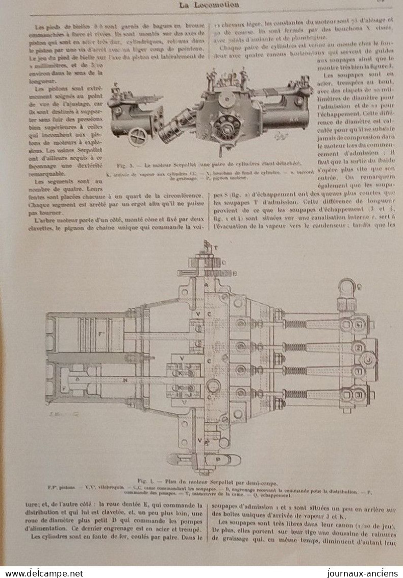 1903 Revue " LA LOCOMOTION " - NOUVELLE MERCEDES - VOITURES SERPOLLET A VAPEUR - FAUCHEUSE MÉCANIQUE - MICHELIN