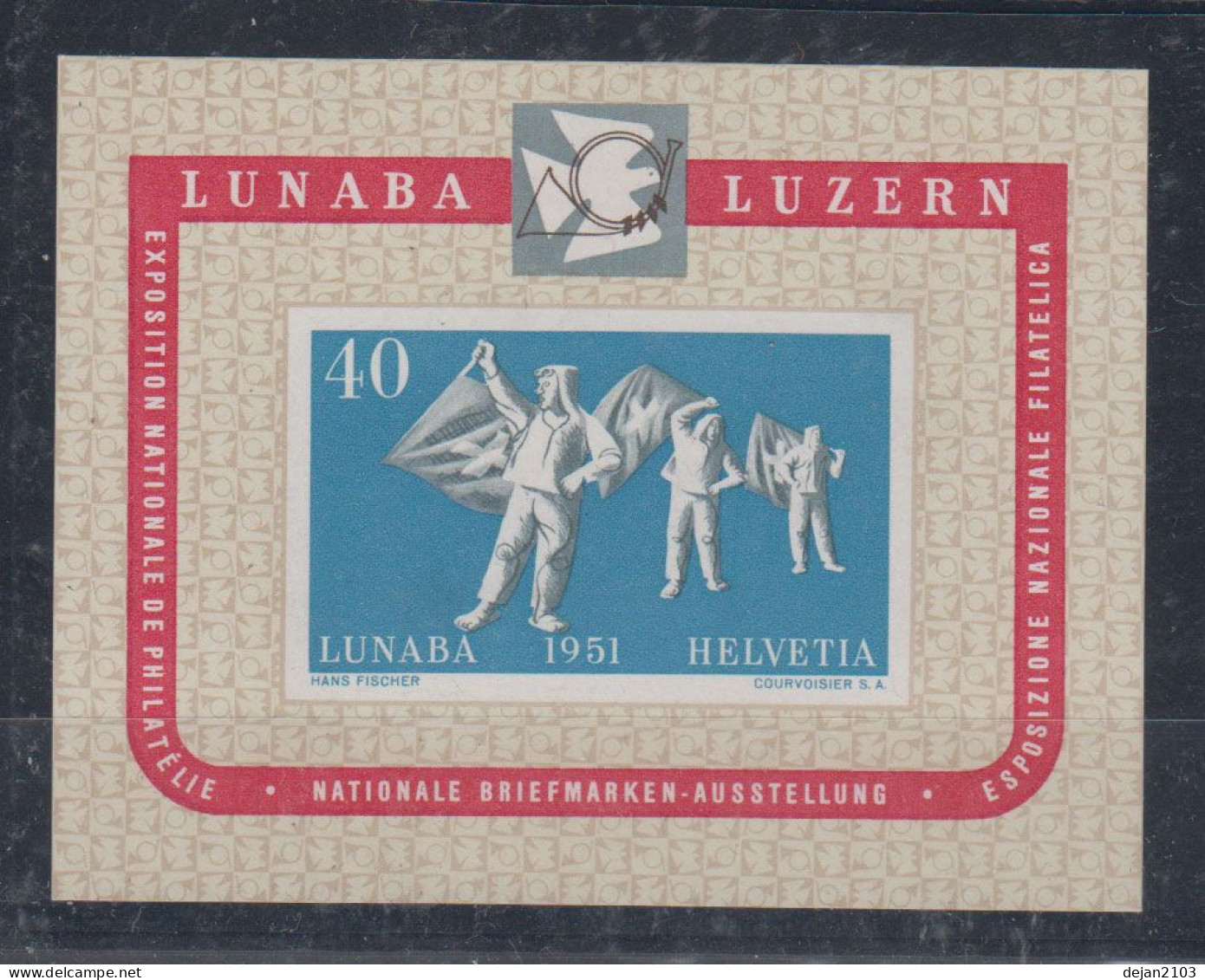 Switzerland Lunaba Luzern Mini Sheet Mi#Block 14 1951 MNH ** - Ongebruikt