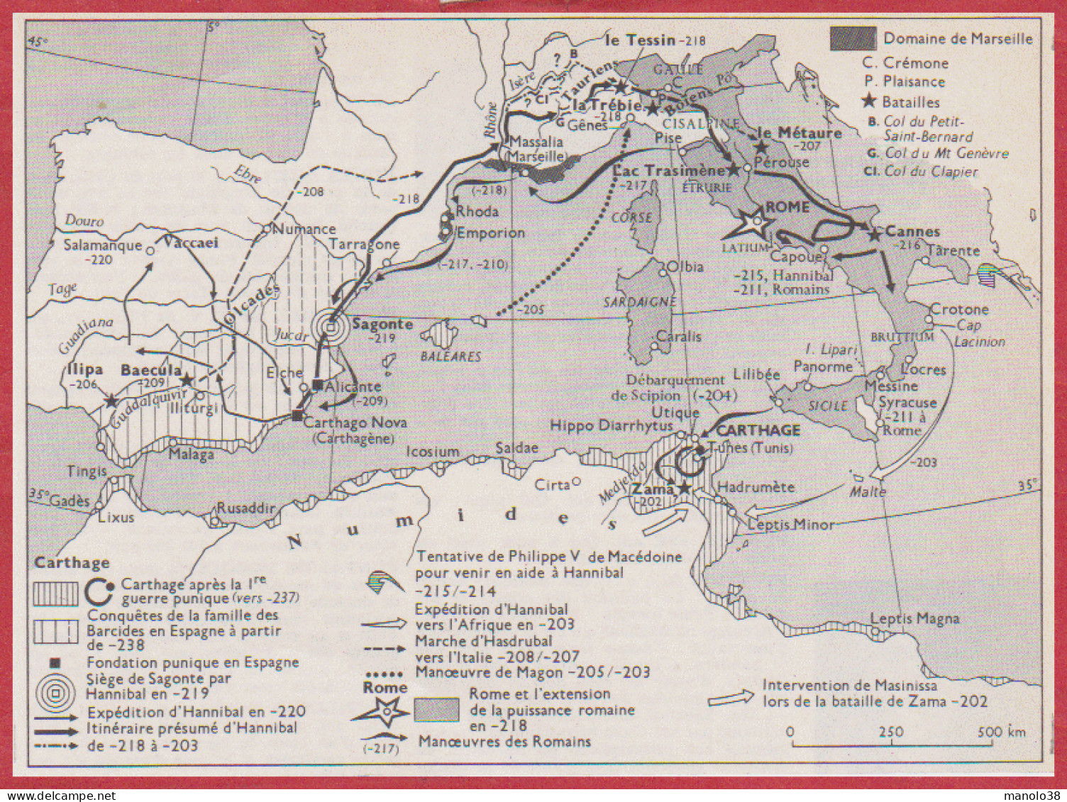 Seconde Guerre Punique. Guerre Entre Rome Et Carthage. Antiquité. Larousse 1960. - Historical Documents