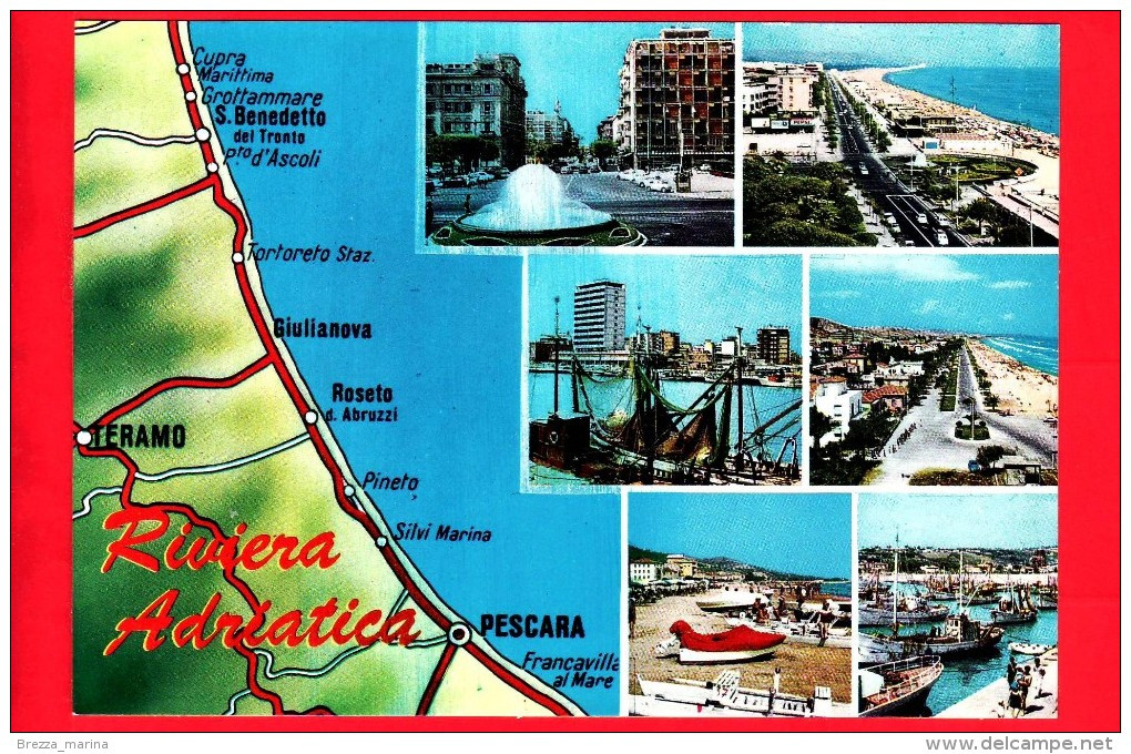 CARTOLINA – ITALIA - Abruzzo - Anni '80 - Riviera Adriatica - Vedute - Pineto, Silvi, Roseto, Giulianova, Pescara - Autres & Non Classés