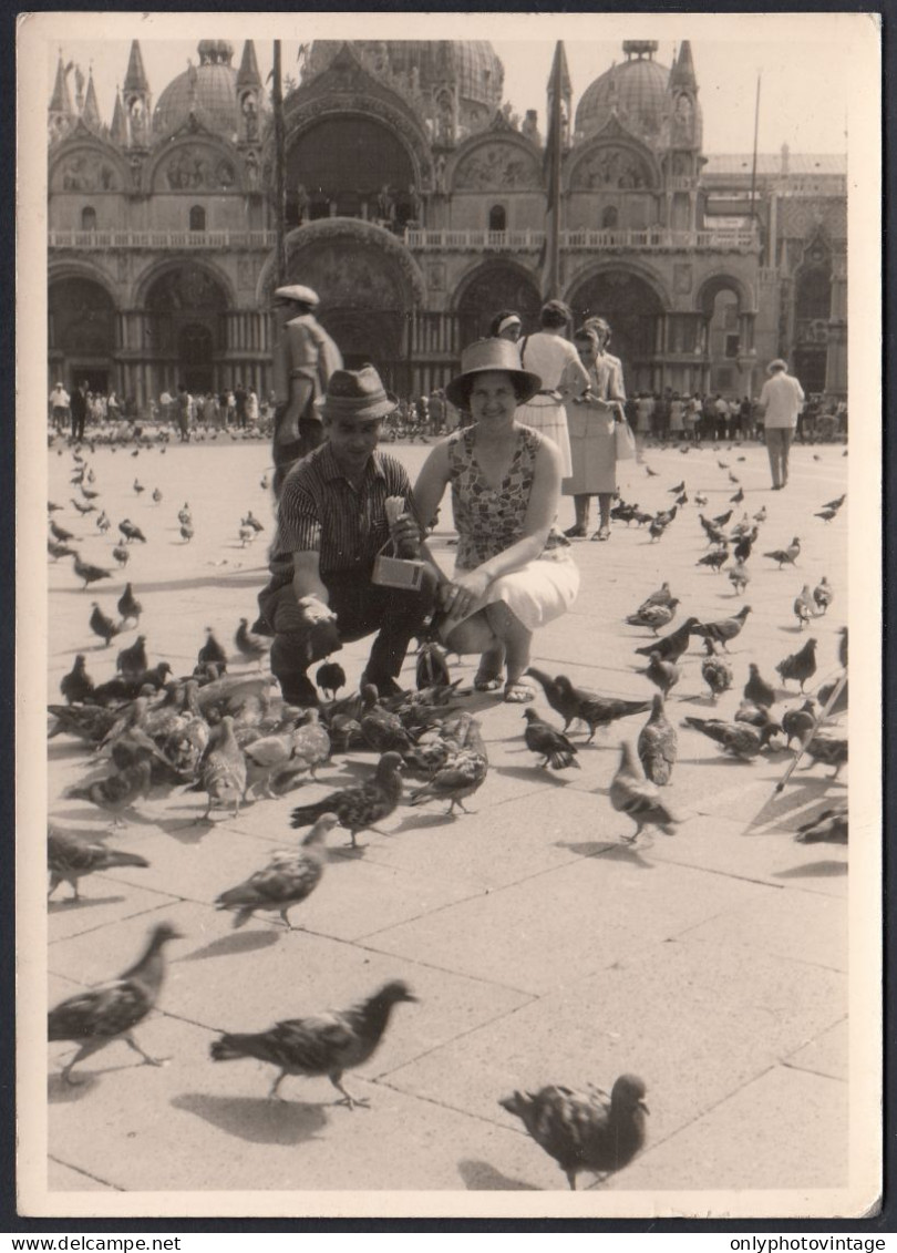 Venezia 1950, Scena Di Vita In Piazza San Marco, Fotografia Vintage  - Lieux