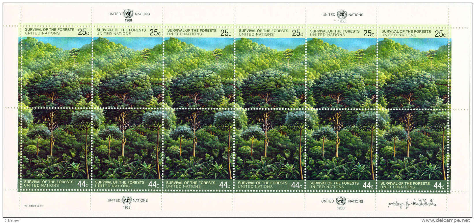 UNO NEW YORK 547-548, Kleinbogen, Postfrisch **, Rettet Den Wald 1988 - Blocks & Sheetlets