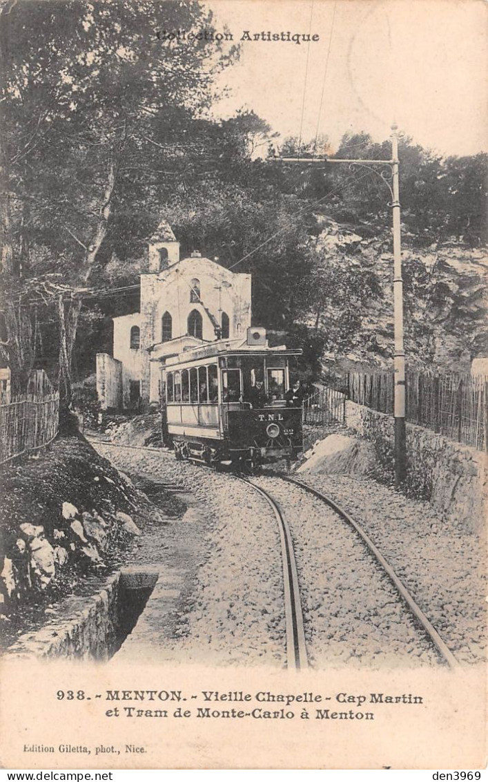 MENTON (Alpes-Maritimes) - Vieille Chapelle - Cap Martin Et Tram De Monte-Carlo à Menton - Voyagé 190? (2 Scans) - Menton