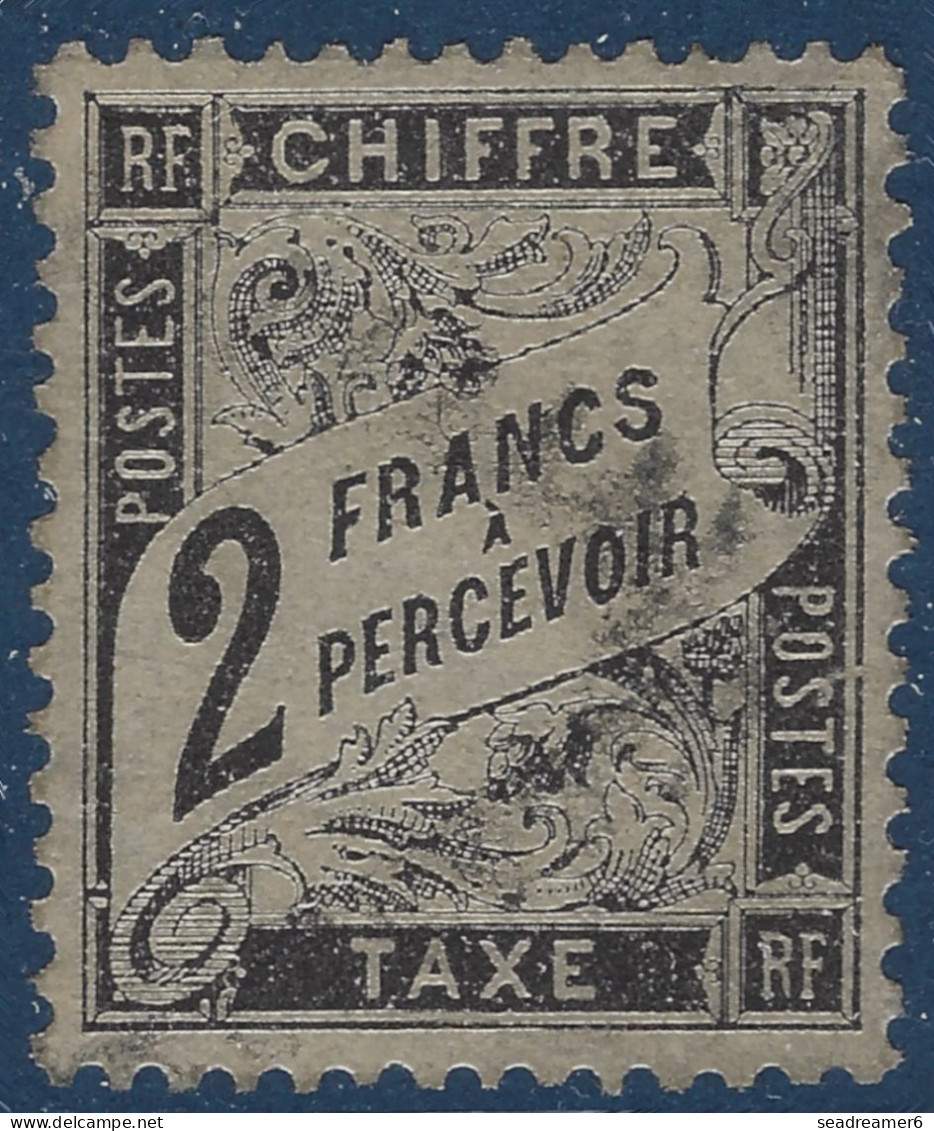 FRANCE TAXE N°23 2FR Noir Oblitéré Annulation Triangle Tres Bien Centré !! TTB & Rare Ainsi Signé O.ROUMET - 1859-1959 Oblitérés