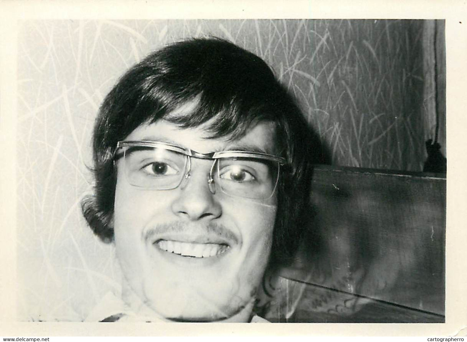 Portrait Anonymous Person Photo Format 7 X 10 Cm Man Germany Dresden Moustache Glasses Smile - Anonymous Persons