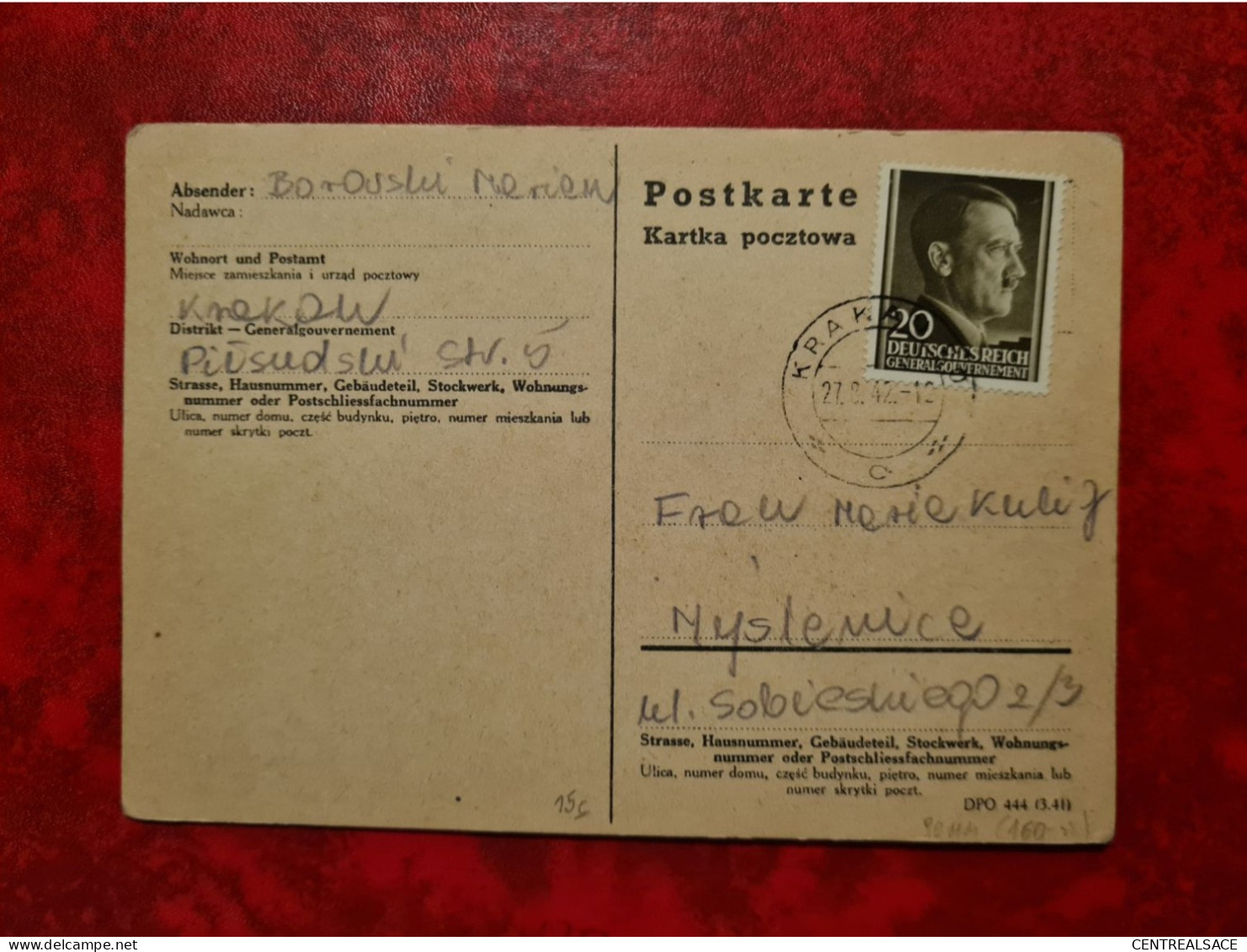 Lettre Allemagne 1942 POSTKARTE KRAKAU - Autres & Non Classés