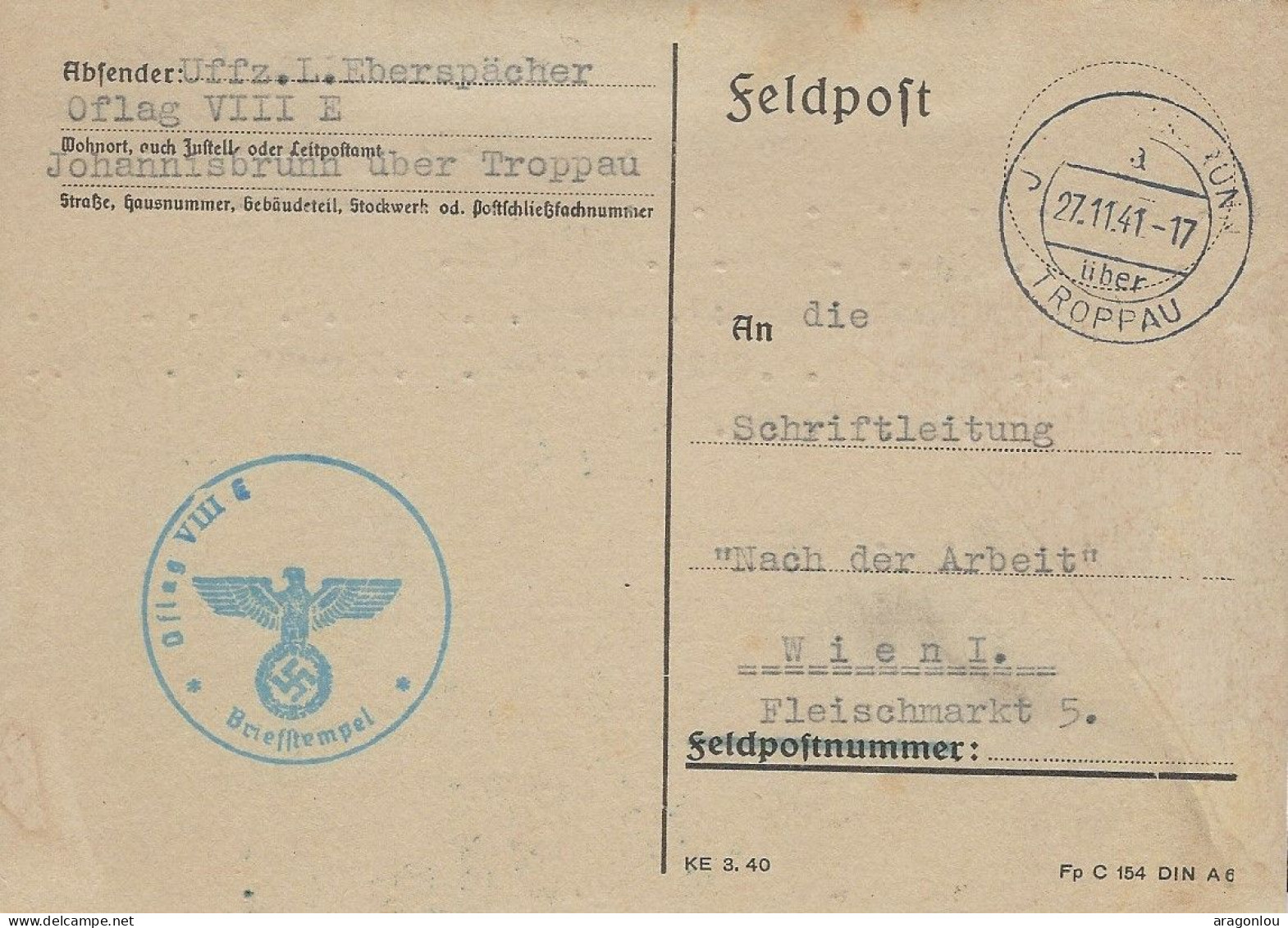 Europa - Deutschland-Drittes Reich - Postkarte  FELDPOST  1941 - War 1939-45