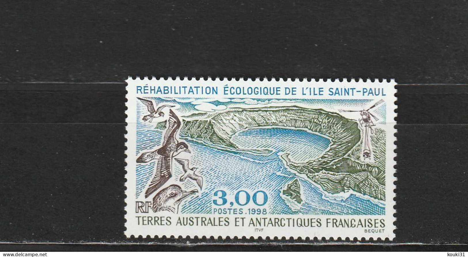 TAAF YT 231 ** : île Saint-Paul , écologie , Hélicoptère - 1998 - Neufs