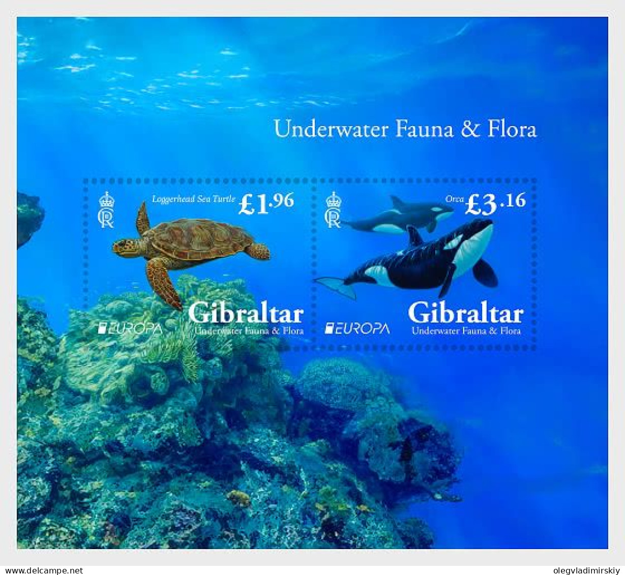 Gibraltar 2024 Europa CEPT Underwater Fauna And Flora Set Of 2 Stamps In Block MNH - 2024