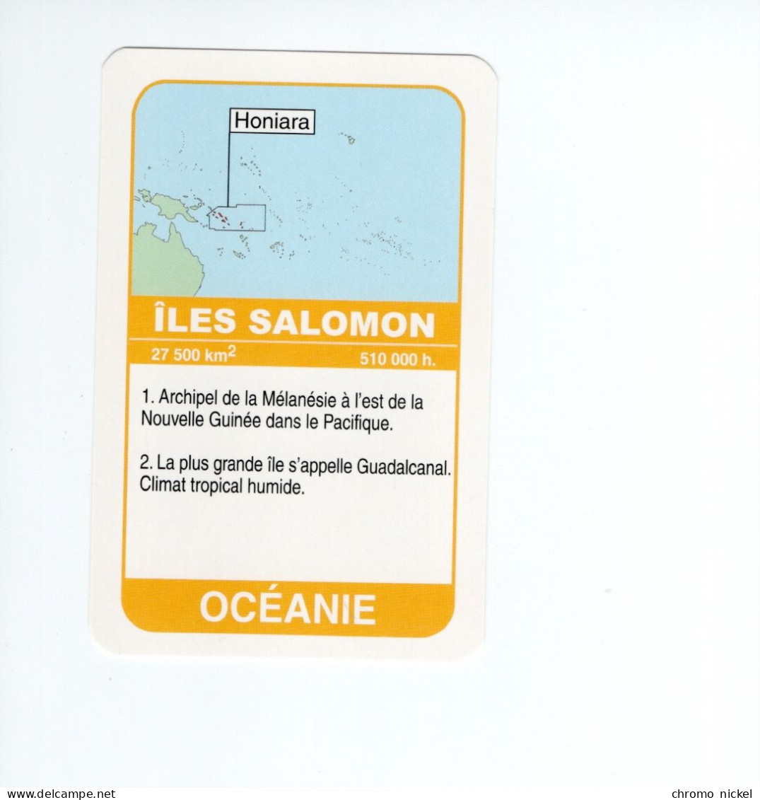 Chromo/carte Plastifiée Moderne Iles SALOMON Honiara Oceanie Oceania Drapeau Flag Plan Map 90 X 58 Mm Neuve TB - Altri & Non Classificati